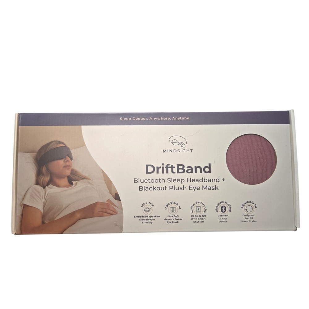 Mindsight DriftBand Sleep Mask w/ Bluetooth Headphones Blackout Memory Foam Trav